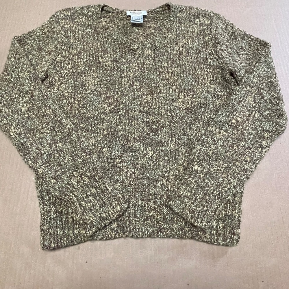 Vintage Talbots Tweed Marled Knit Sweater Womens Small Brown Wool Blend Pullover